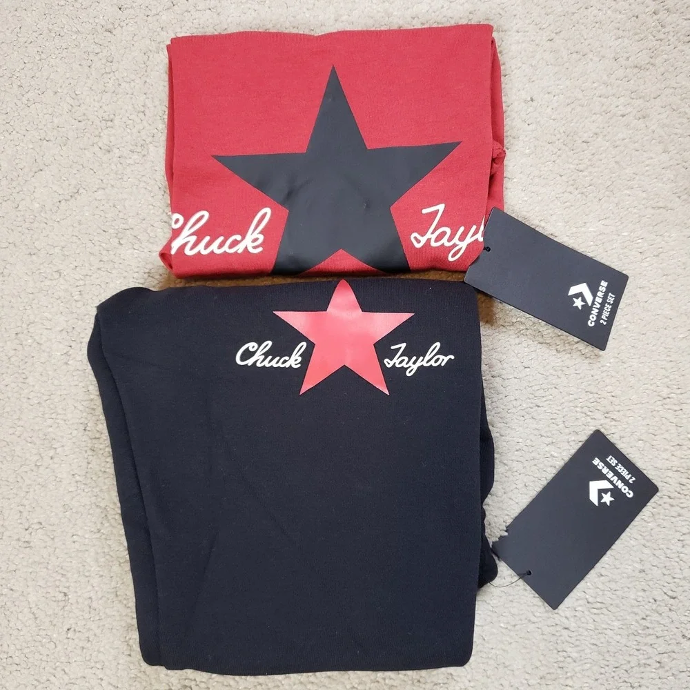 NEW Converse Boys/Kids 2 Piece‎ Outfit T-Shirt & Joggers Pants Sz S Chuck Taylor
